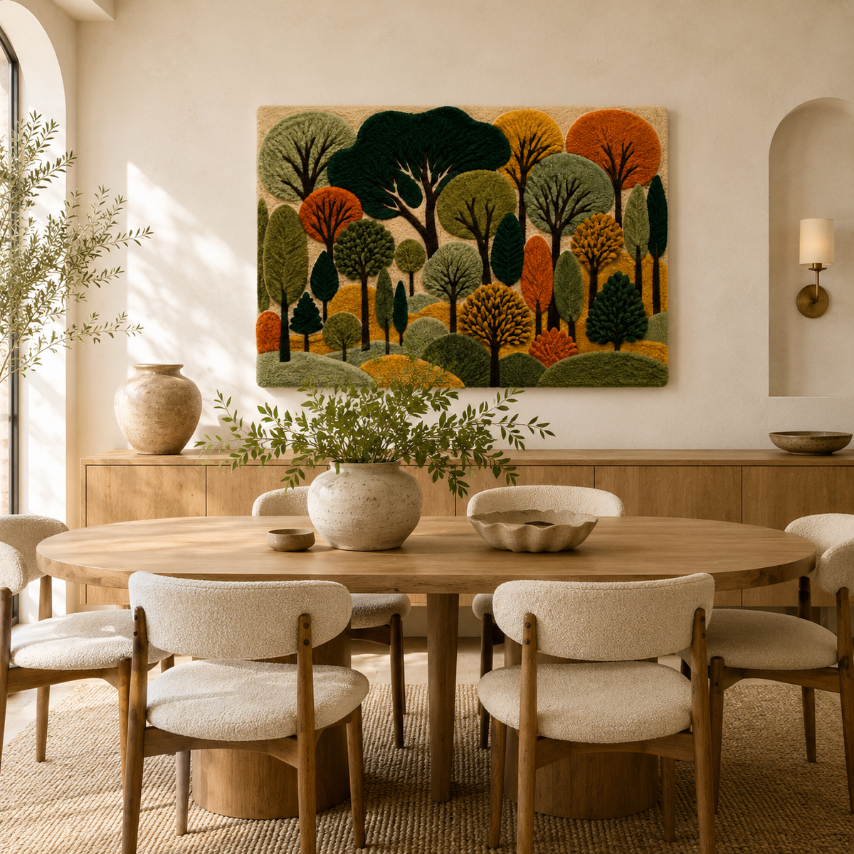 Hewn Earth Ember Mirage wall art featuring abstract, fiery orange and red tones on a textured canvas background.