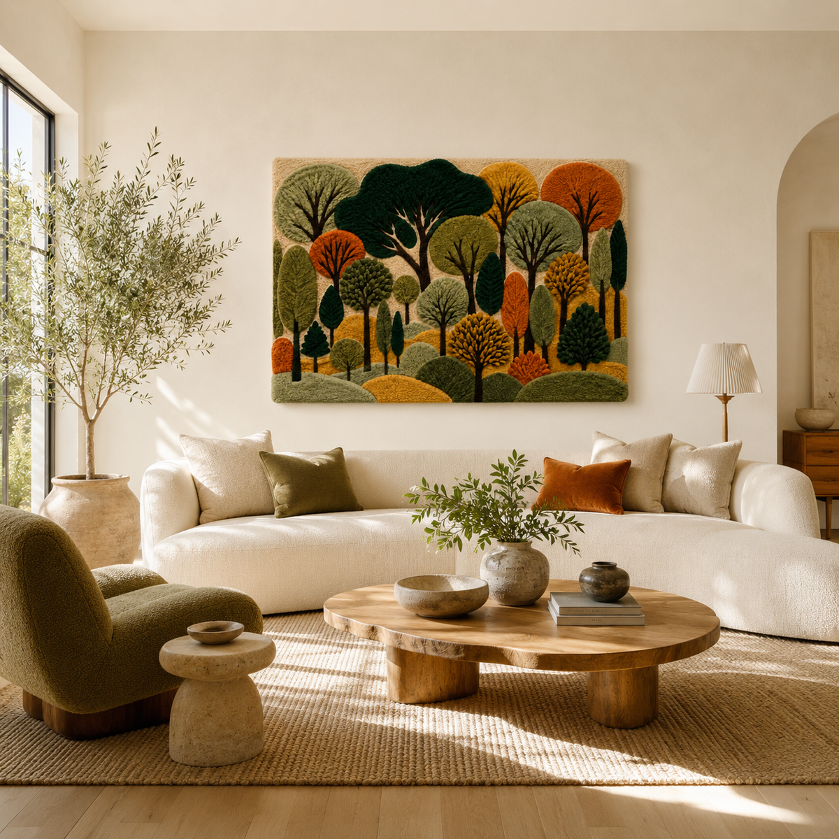 Hewn Earth Ember Mirage wall art featuring abstract desert landscape in warm tones, suitable for modern interior decor.