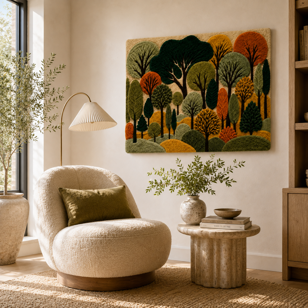 Hewn Earth Ember Mirage wall art featuring abstract warm-toned design on a textured canvas background.