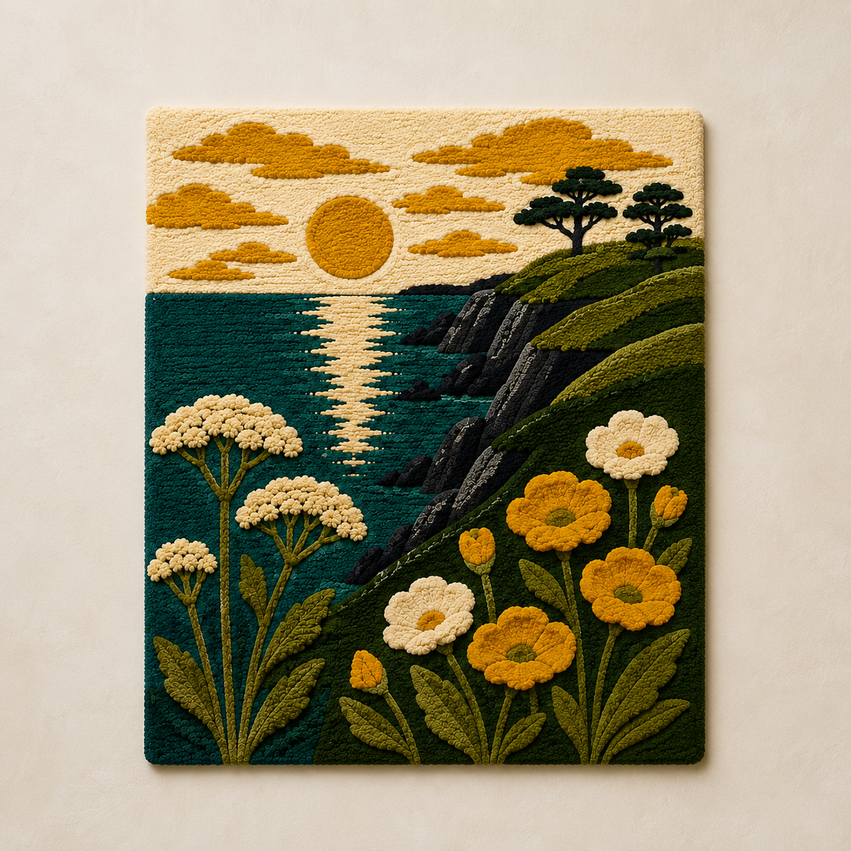Close-up of Hewn Earth Gilded Thicket wall art featuring intricate gold leaf details on textured natural material.