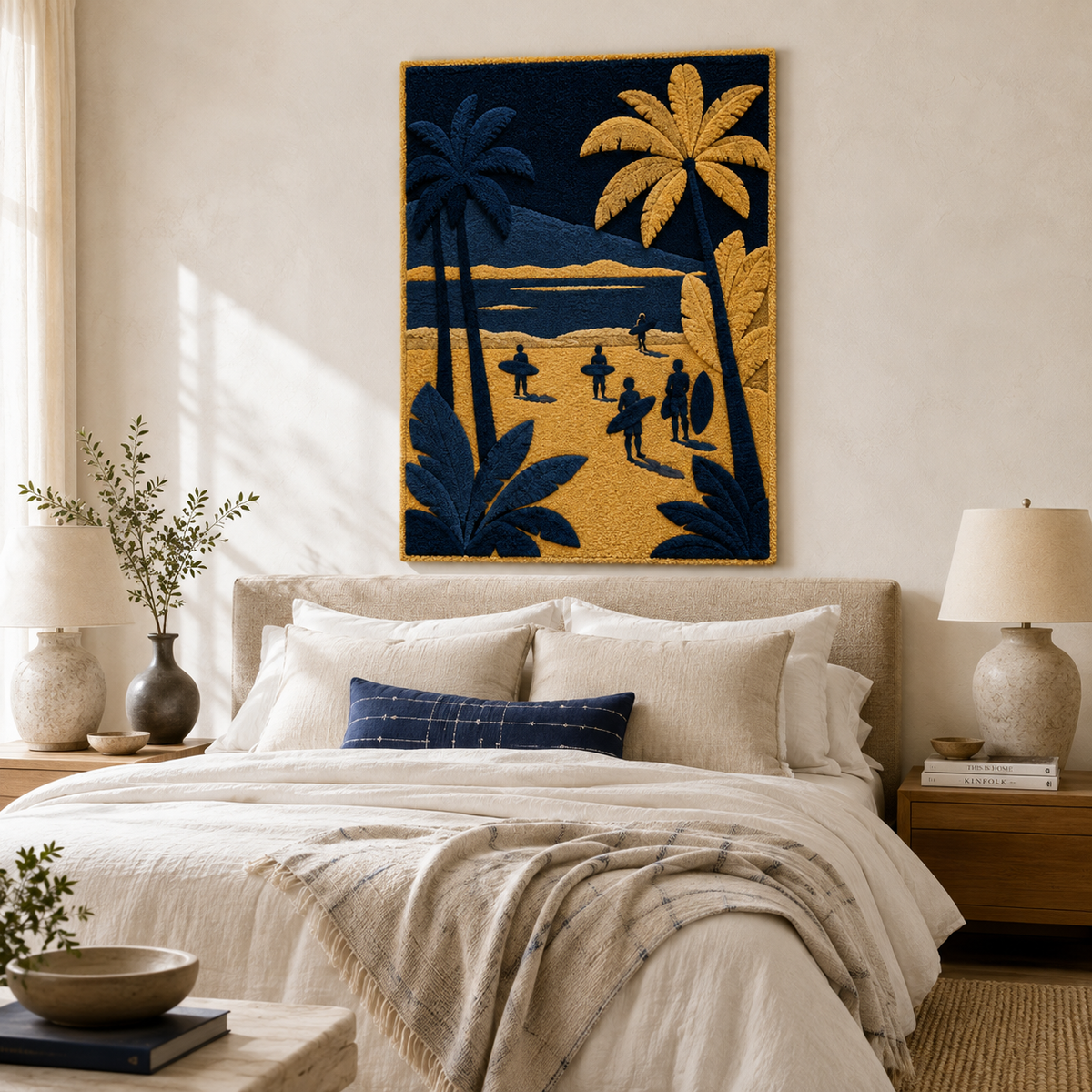 Hewn Earth Afterglow Harbor wall art featuring a serene harbor scene with vibrant sunset colors and tranquil water reflections.