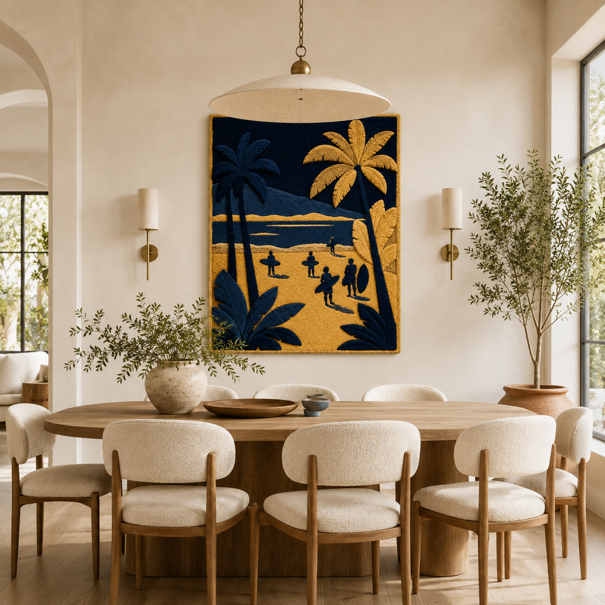 Hewn Earth Afterglow Harbor wall art featuring a vibrant, abstract landscape scene on a canvas or print.