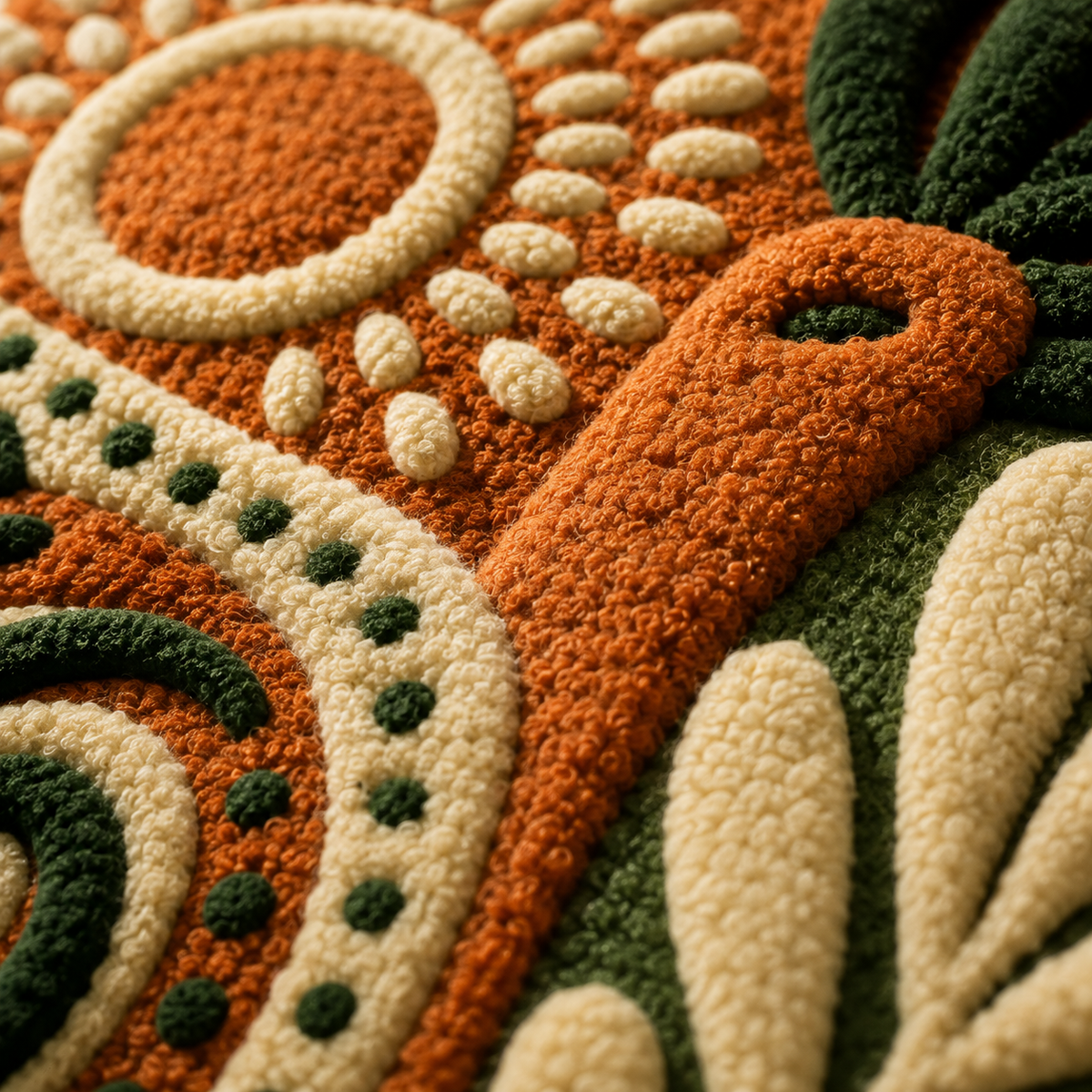 Hewn Earth Ember Veranda wall art featuring warm, earthy tones and intricate botanical design displayed on a wall.