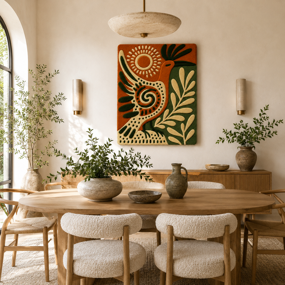 Hewn Earth Ember Veranda wall art featuring warm earthy tones and abstract design on a textured canvas.