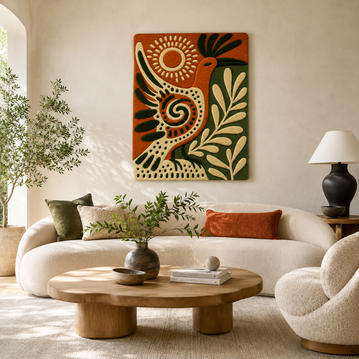 Hewn Earth Ember Veranda wall art featuring warm, earthy tones with abstract design on a canvas background.