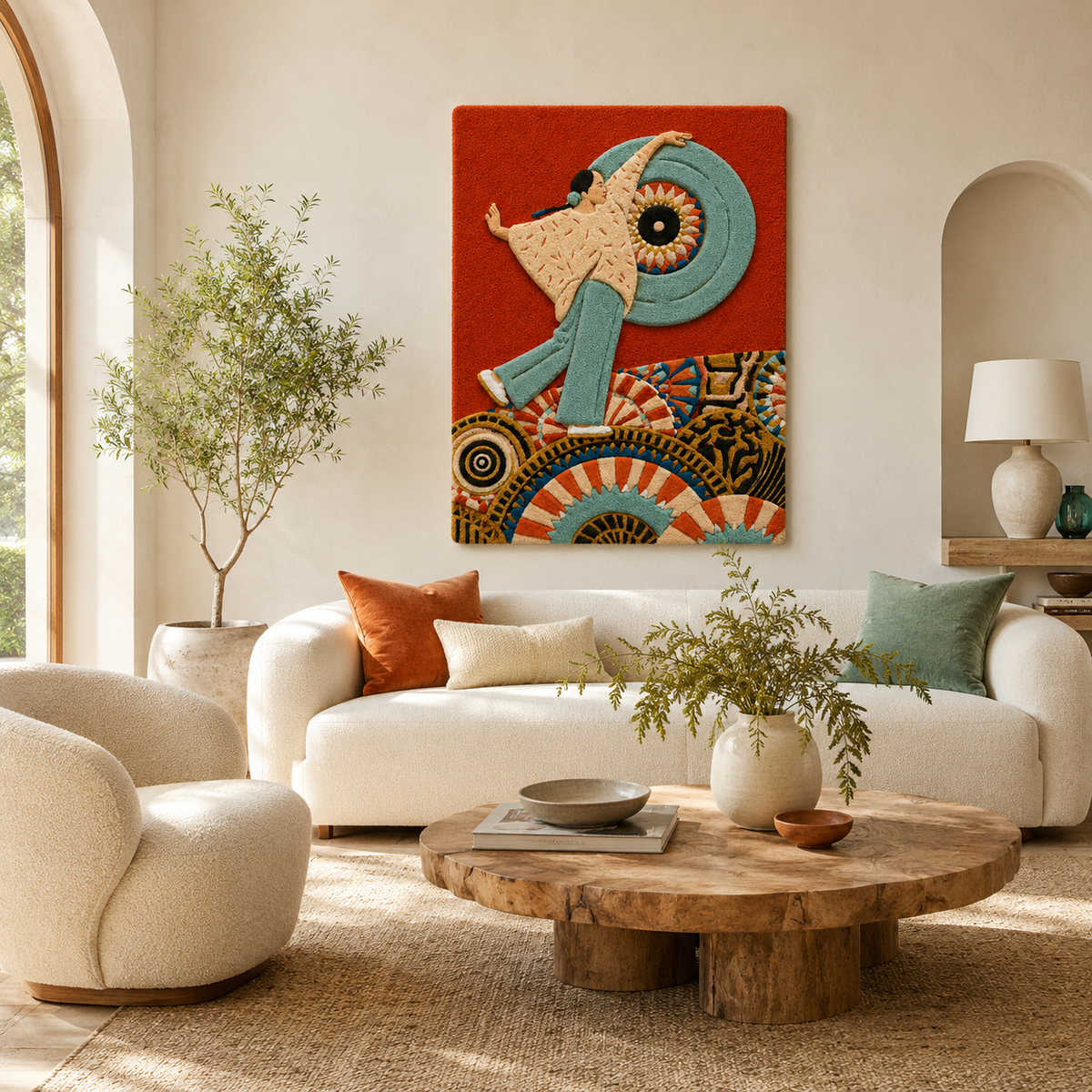 Hewn Earth Gilded Dunes wall art featuring abstract desert landscape with gold accents, modern home decor for living room or office.