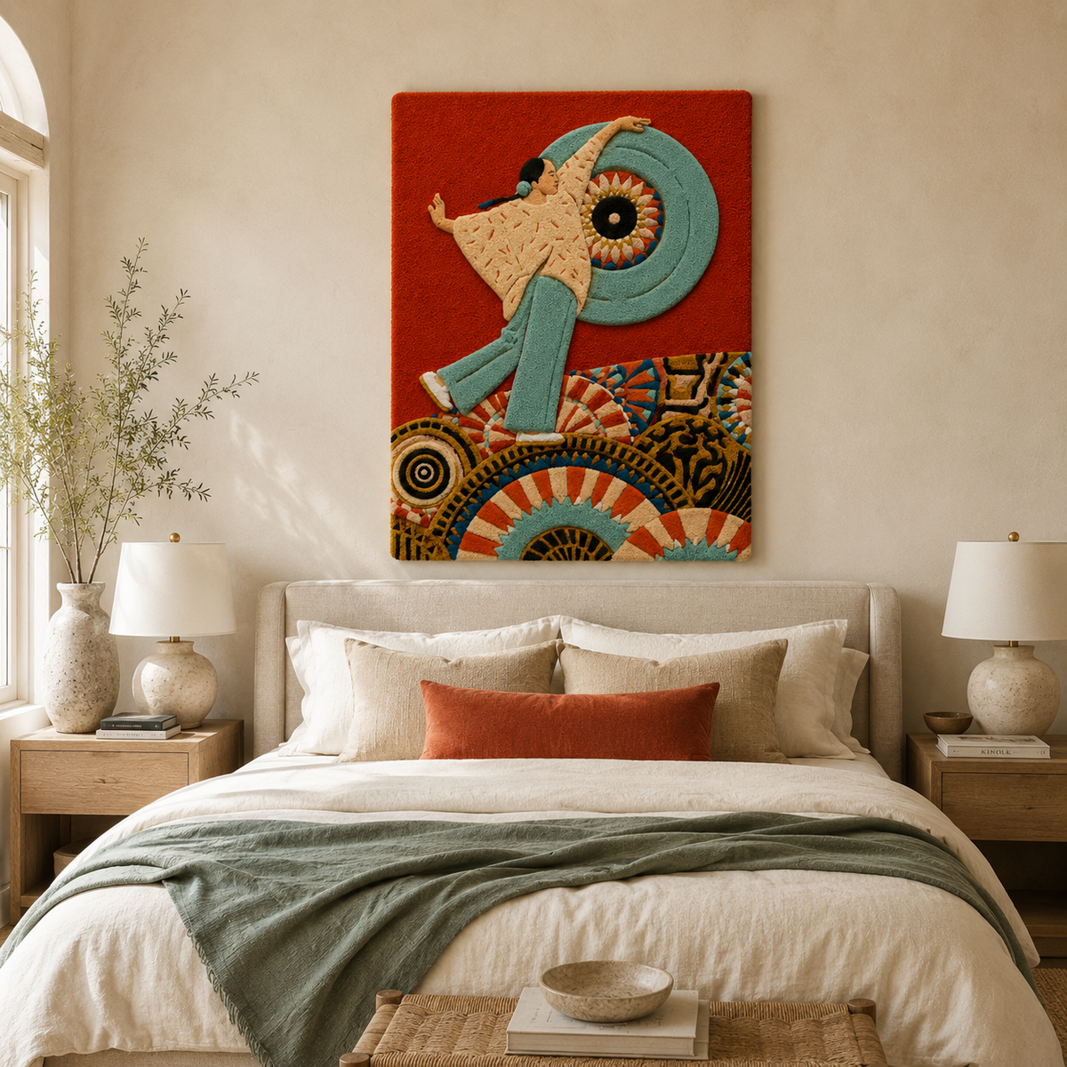 Hewn Earth Gilded Dunes wall art featuring a textured desert landscape with gold accents, ideal for modern home decor.