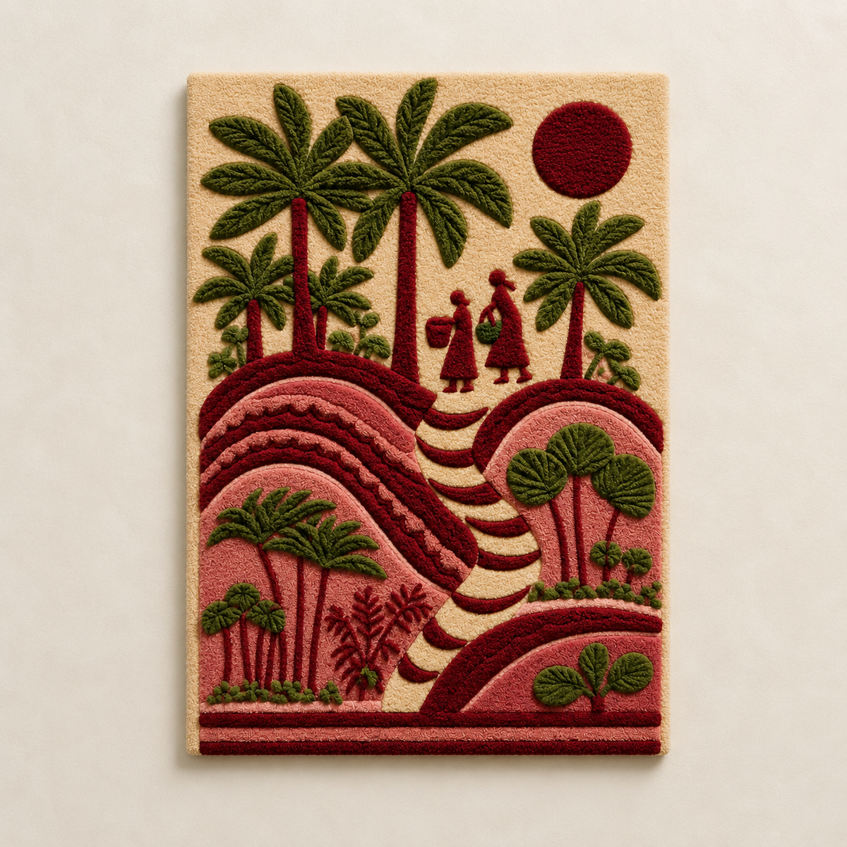 Close-up of Hewn Earth Afterglow Fable wall art featuring abstract earthy tones and textured surface details.