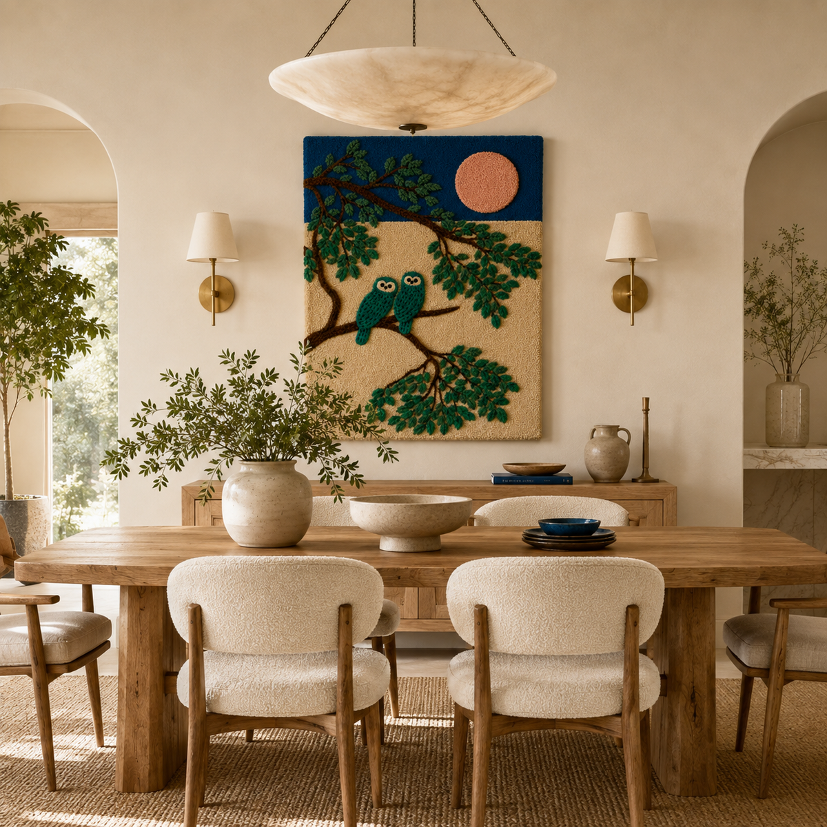 Hewn Earth Cinder Meadow wall art featuring a serene, nature-inspired landscape with soft earthy tones and textured details.