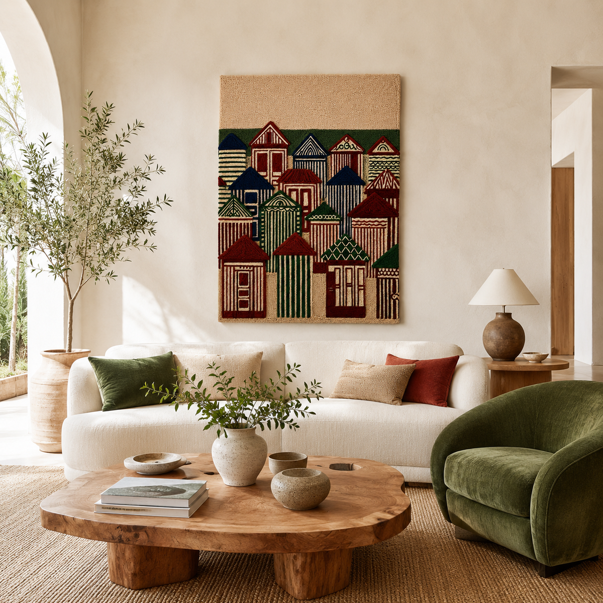 Hewn Earth Gilded Cairn wall art featuring earthy tones and textured design, perfect for modern interior decoration.