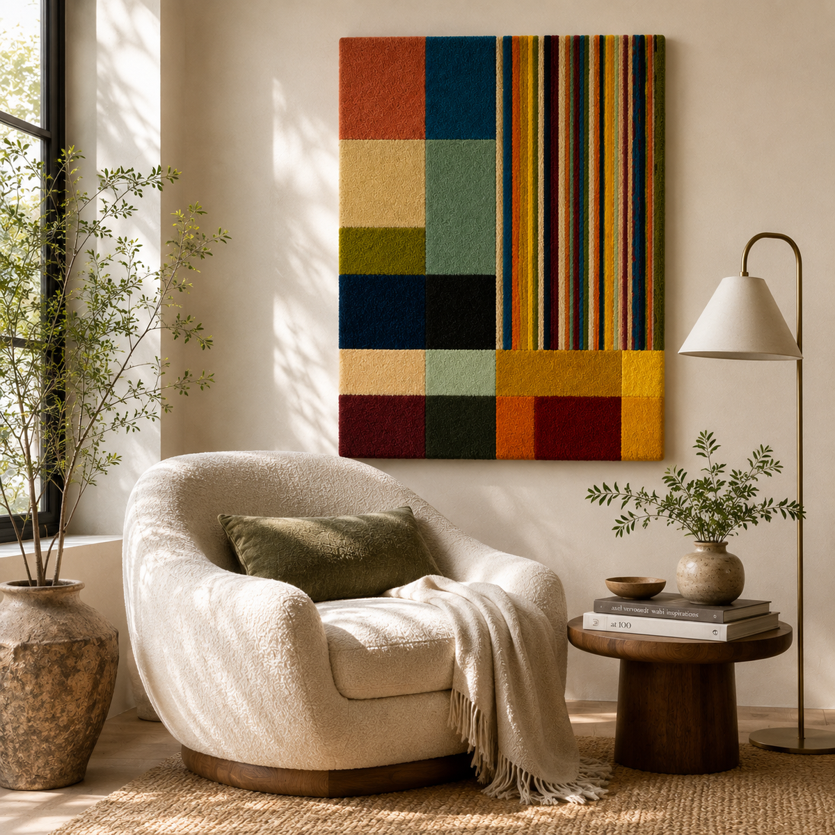 Luminous Juniper wall art by Hewn Earth featuring a detailed illustration of a luminous juniper plant on a neutral background.