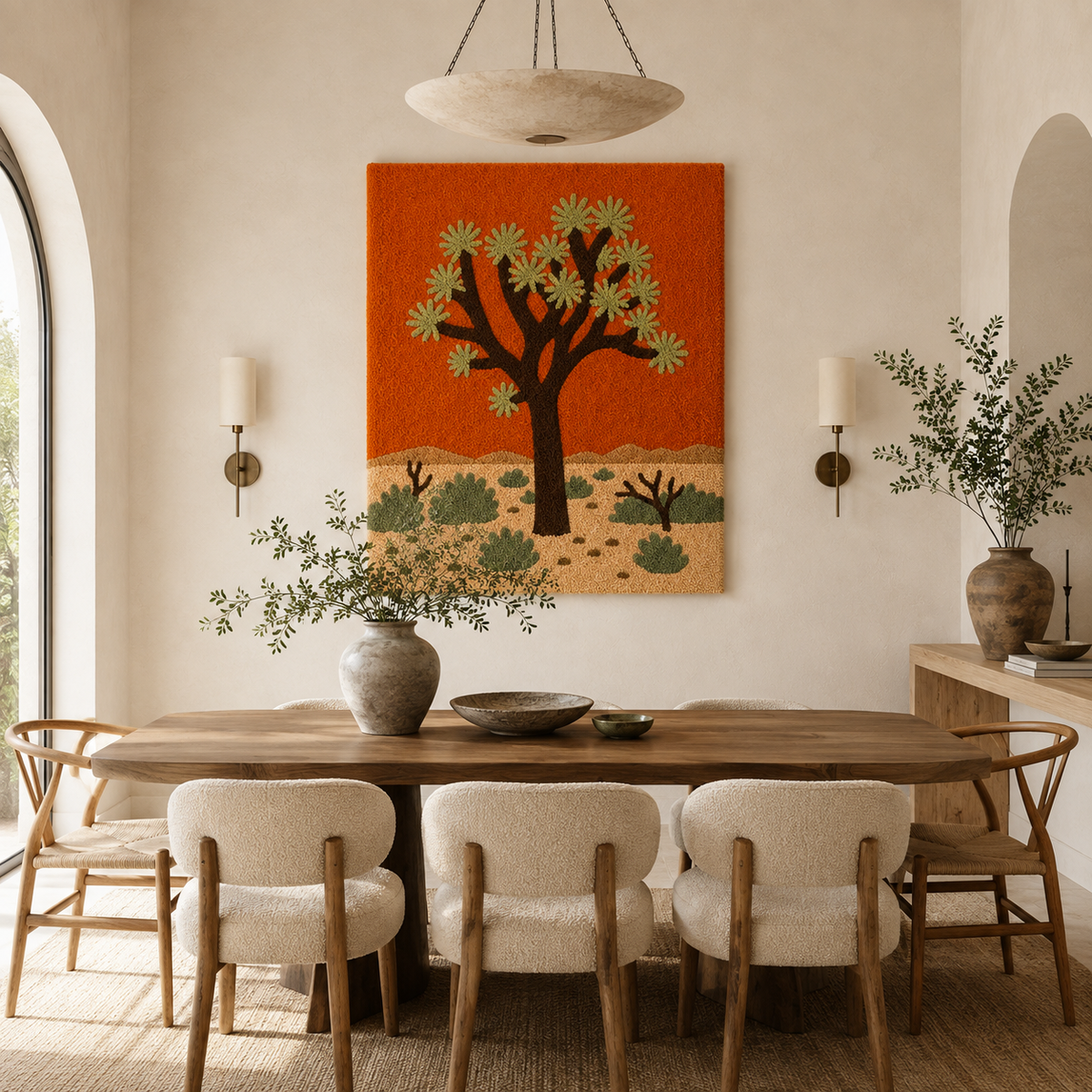 Close-up of Hewn Earth Cinder Xanadu wall art with intricate details and textured design on a neutral background.