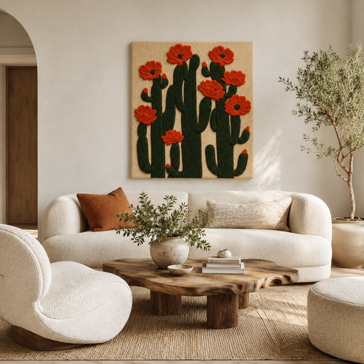 Hewn Earth Ember Fern wall art featuring vibrant fern leaf design on a textured background, ideal for modern home decor.
