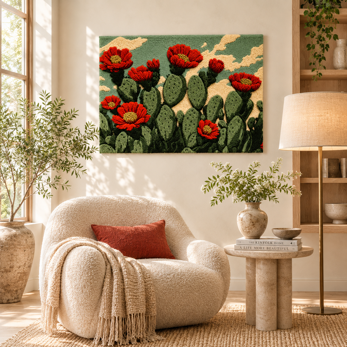 Hewn Earth Gilded Bloom wall art featuring a gold-toned floral design on a neutral background.