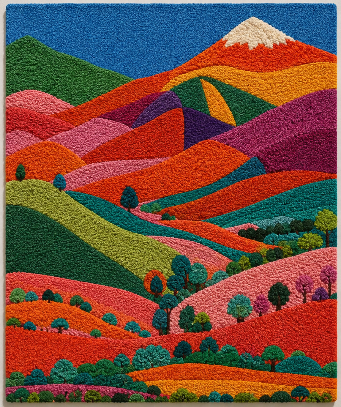 Hewn Earth Luminous Horizon wall art featuring a vibrant, abstract landscape with warm sunset tones and textured details.