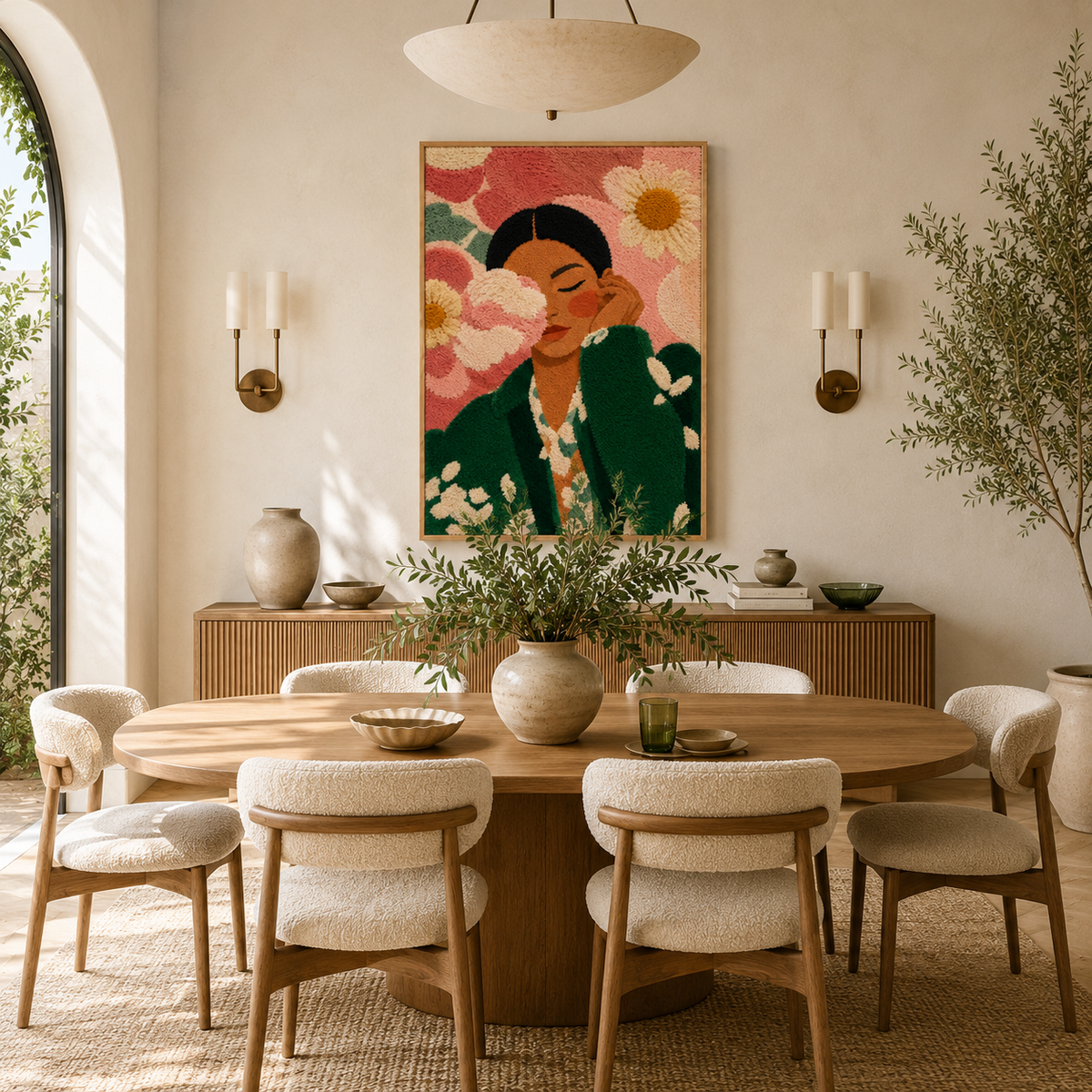 Luminous Saffron Hewn Earth wall art featuring a vibrant, glowing saffron-colored abstract design on a wall.