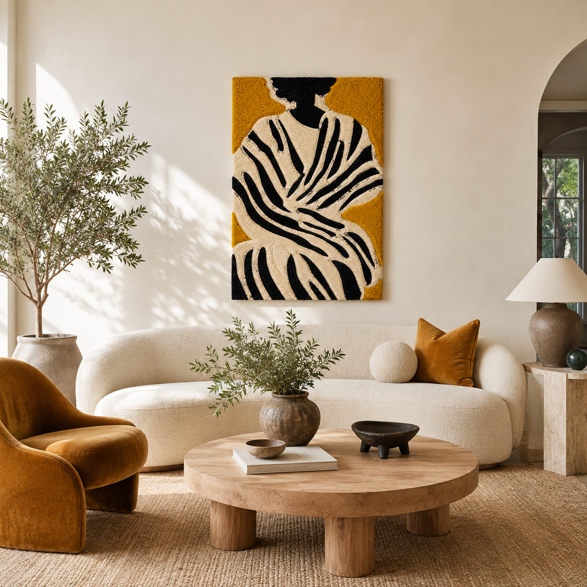 Hewn Earth Afterglow Aster wall art featuring vibrant abstract floral design on a canvas painting.