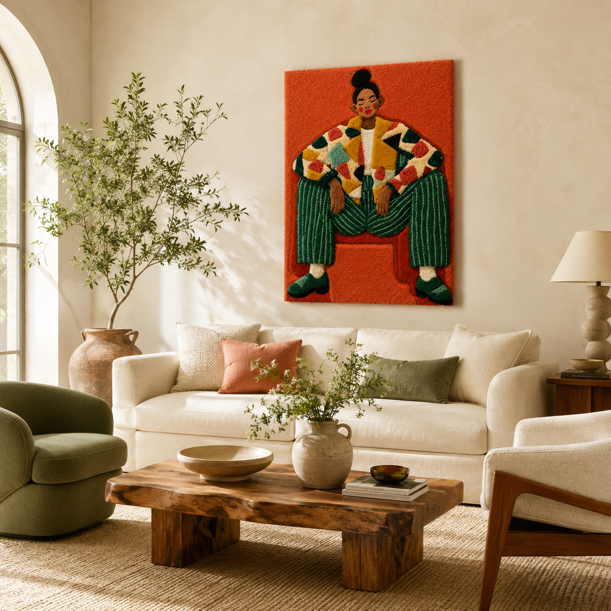 Hewn Earth Cinder Heath wall art featuring earthy tones and abstract design, suitable for modern home decor.