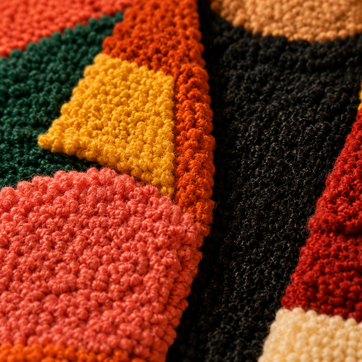 Close-up of Hewn Earth Ember Crescent wall art, showcasing textured ceramic and warm earthy tones on a wall.