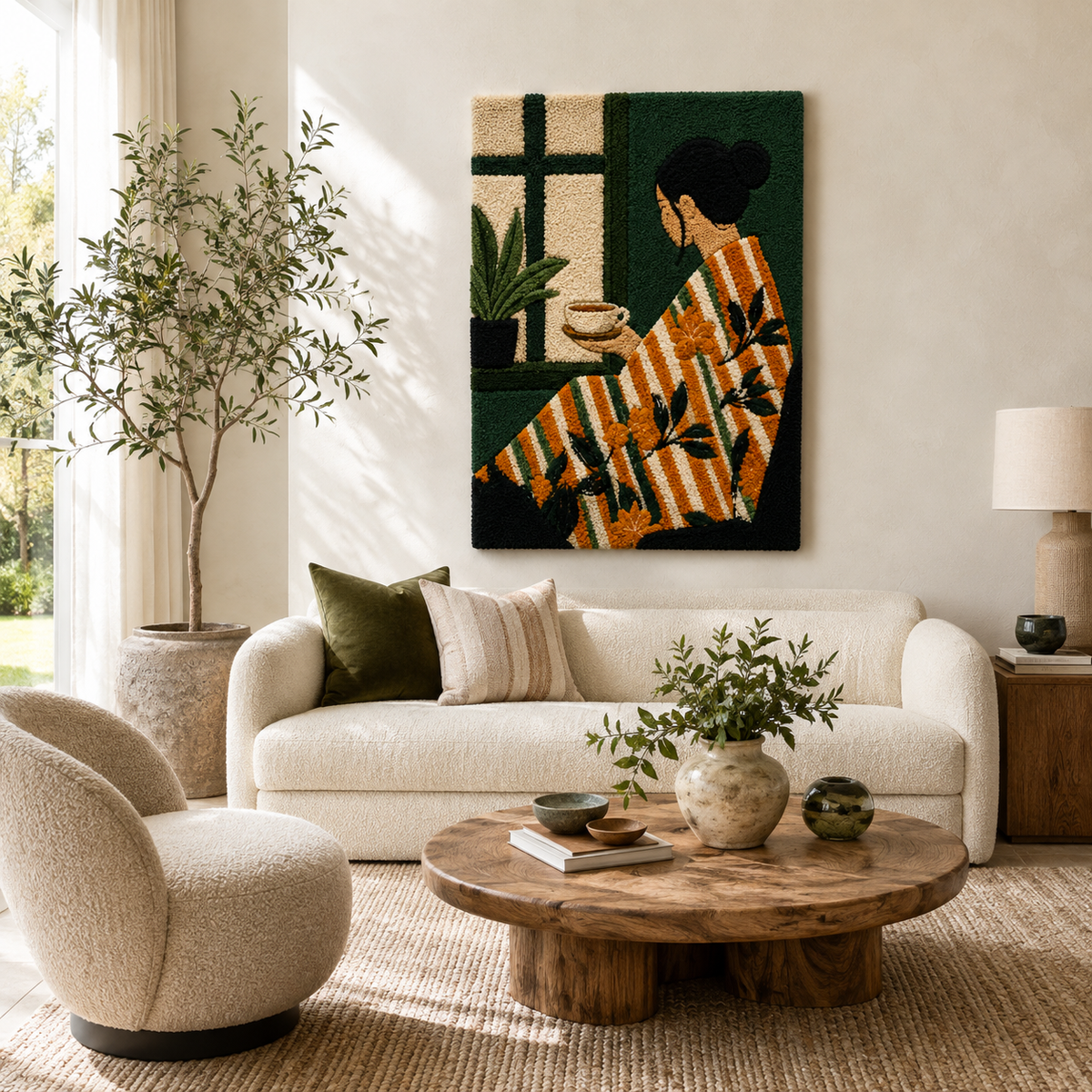 Hewn Earth Gilded Jardin wall art featuring intricate botanical design with gold accents on a neutral background.
