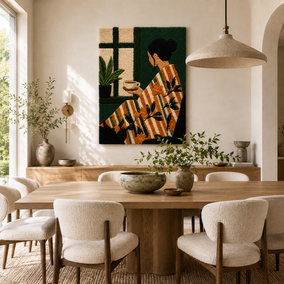 Hewn Earth Gilded Jardin wall art featuring intricate botanical design in gold tones on a neutral background.