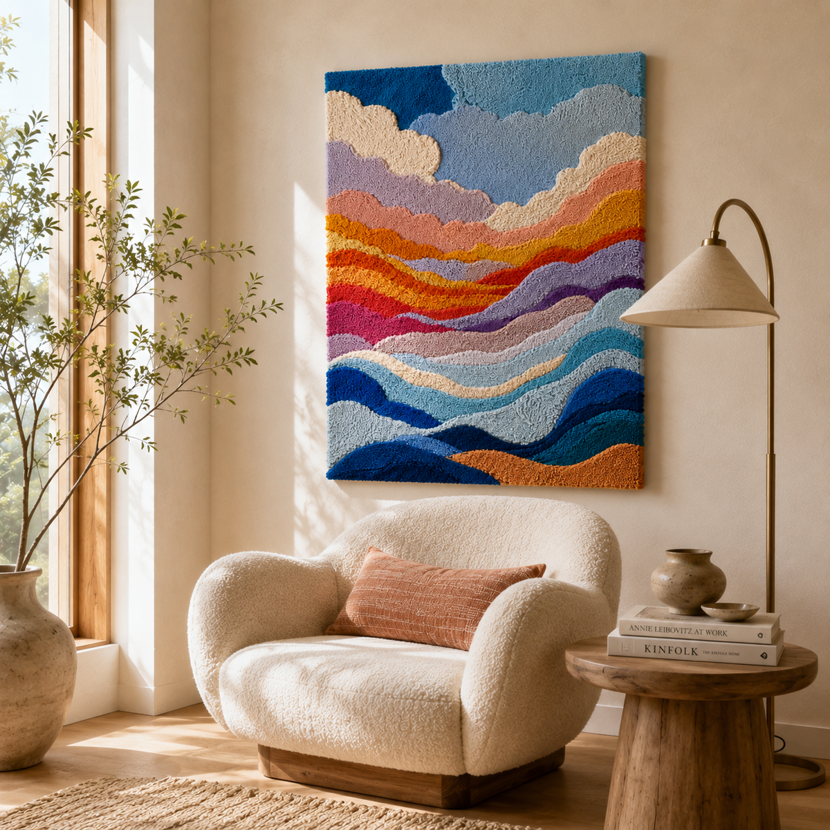 Hewn Earth Ember Nightingale wall art featuring a detailed illustration of a bird on a branch, suitable for wall decor.