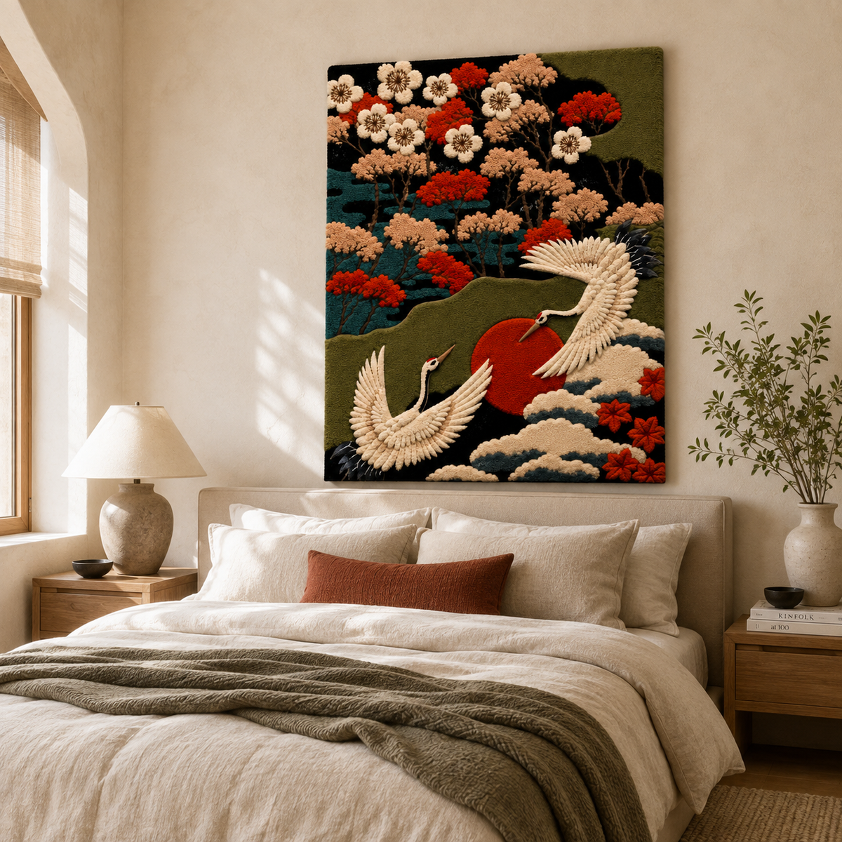 Close-up of Afterglow Jubilee wall art by Hewn Earth, featuring vibrant colors and textured details on a decorative wall art piece.