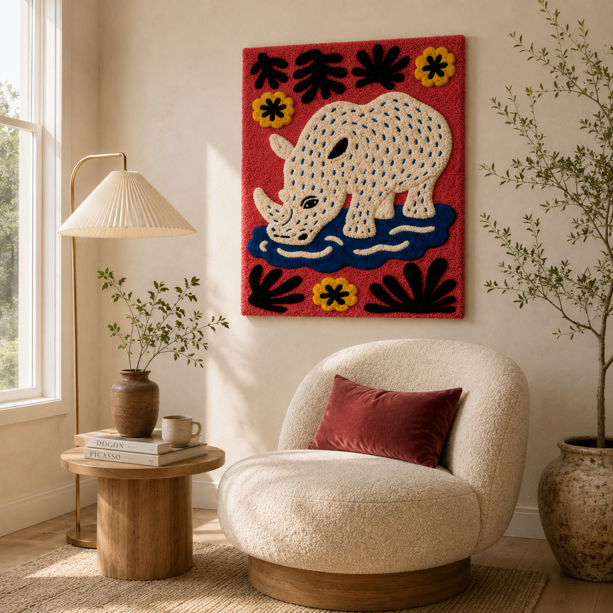 Hewn Earth Ember Lagoon wall art, abstract design with warm earthy tones, modern decorative piece for home or office.