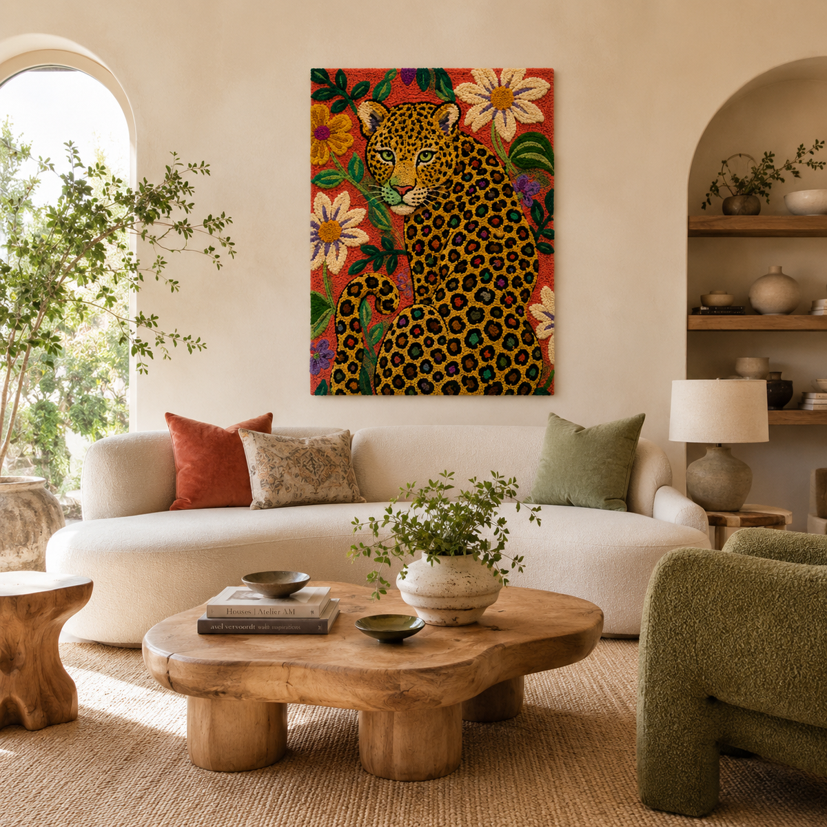 Hewn Earth Luminous Bower wall art featuring intricate, glowing design on a neutral background for modern home decor