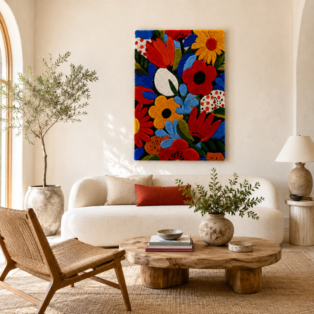 Close-up of Afterglow Isle wall art by Hewn Earth, showcasing intricate design and textured details on a canvas.