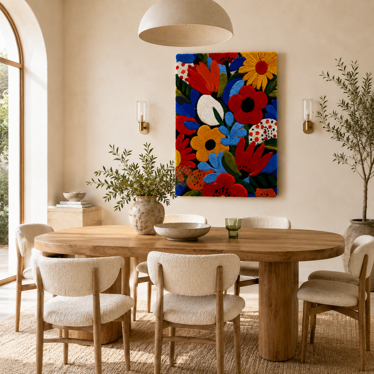 Hewn Earth Afterglow Isle wall art featuring vibrant colors and abstract island landscape on canvas wall decor.