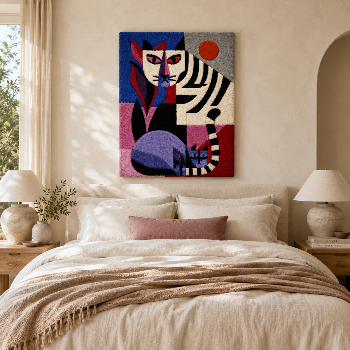 Hewn Earth Cinder Palms wall art featuring a textured, earthy design with palm leaf motifs, ideal for modern home decor.