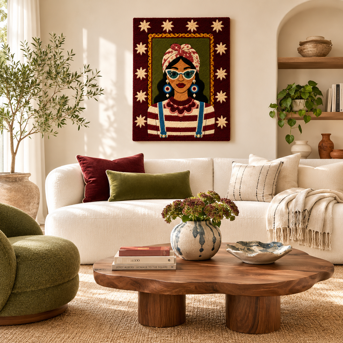 Luminous Kingfisher wall art by Hewn Earth featuring a vibrant kingfisher bird perched on a branch with luminous colors.