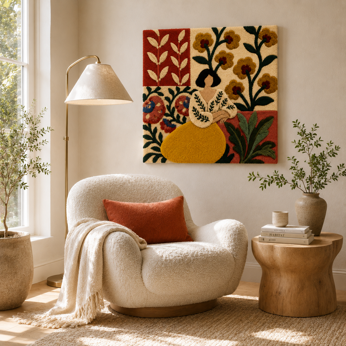 Hewn Earth Afterglow Rill wall art featuring vibrant abstract design on a canvas for modern home decor.