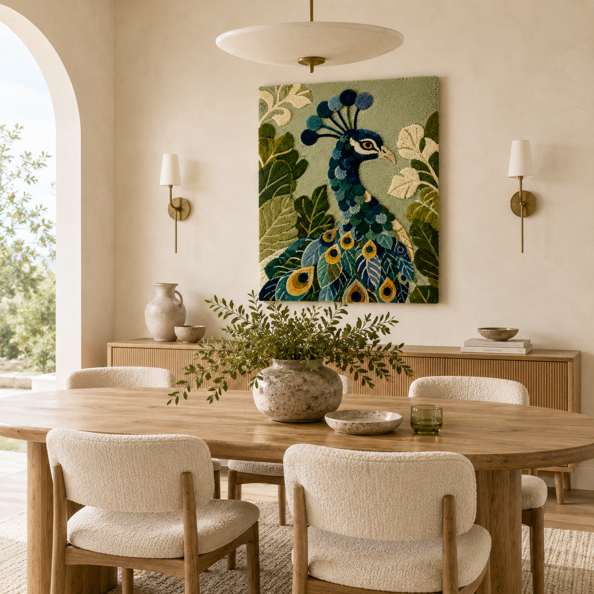 Hewn Earth Cinder Yarrow wall art featuring a detailed illustration of yarrow plant in earthy tones on a neutral background.