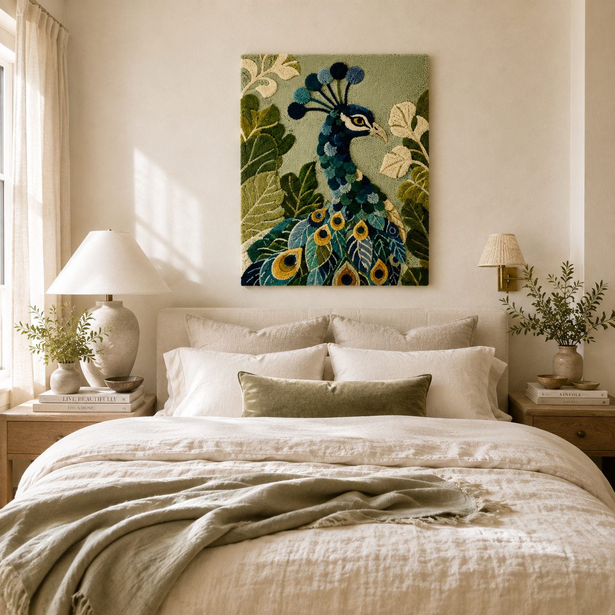 Hewn Earth Cinder Yarrow wall art featuring earthy tones and abstract botanical design on a textured background.
