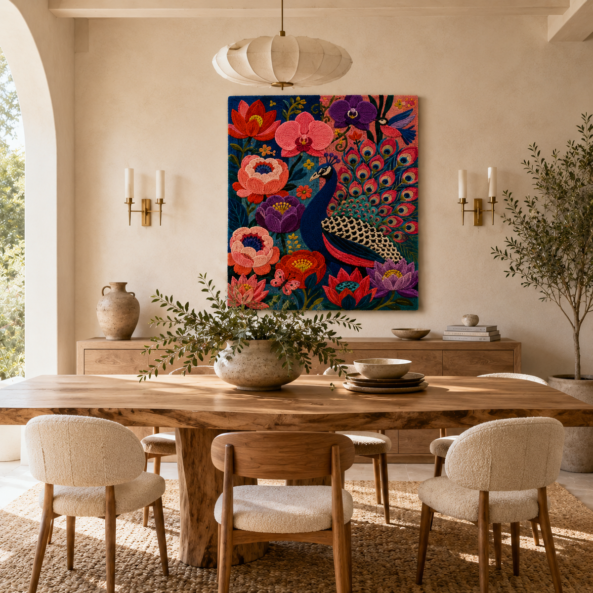 Hewn Earth Gilded Copse wall art featuring a gold-accented forest scene on a textured background, decorative wall decor.