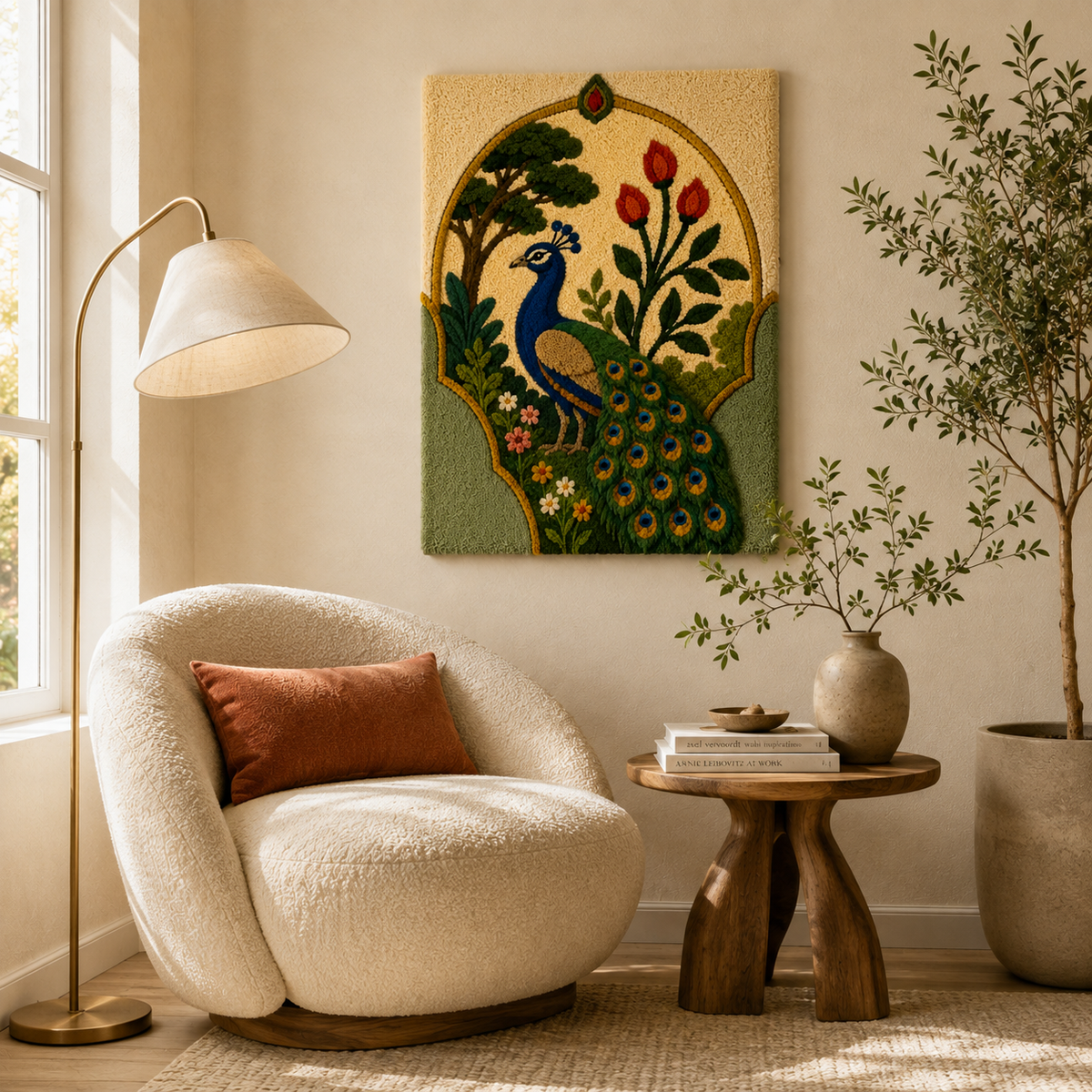 Hewn Earth Cinder Wildflower wall art featuring a vibrant wildflower design displayed on a room wall.