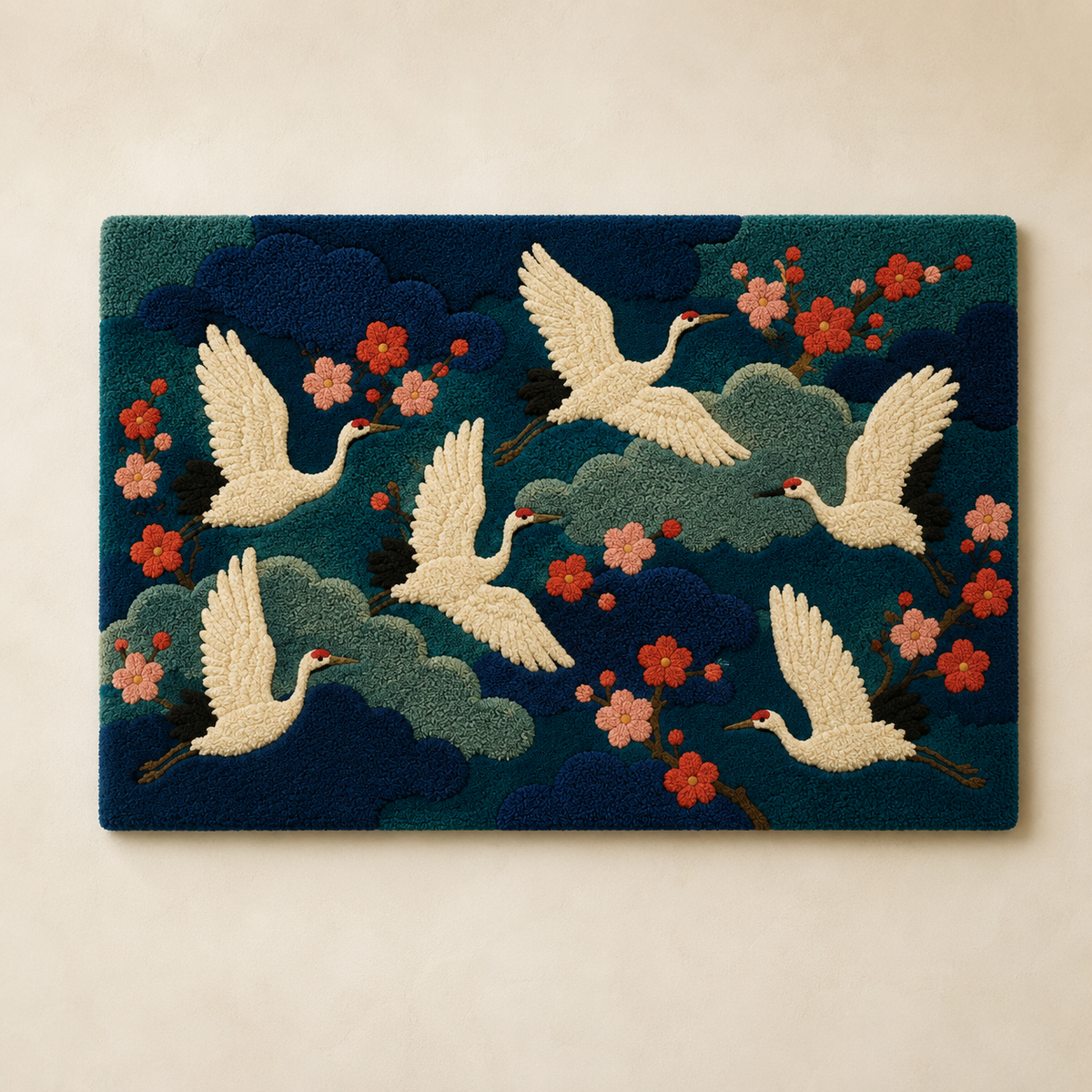 Hewn Earth Cinder Iris wall art featuring a colorful, abstract floral design displayed on a modern wall.