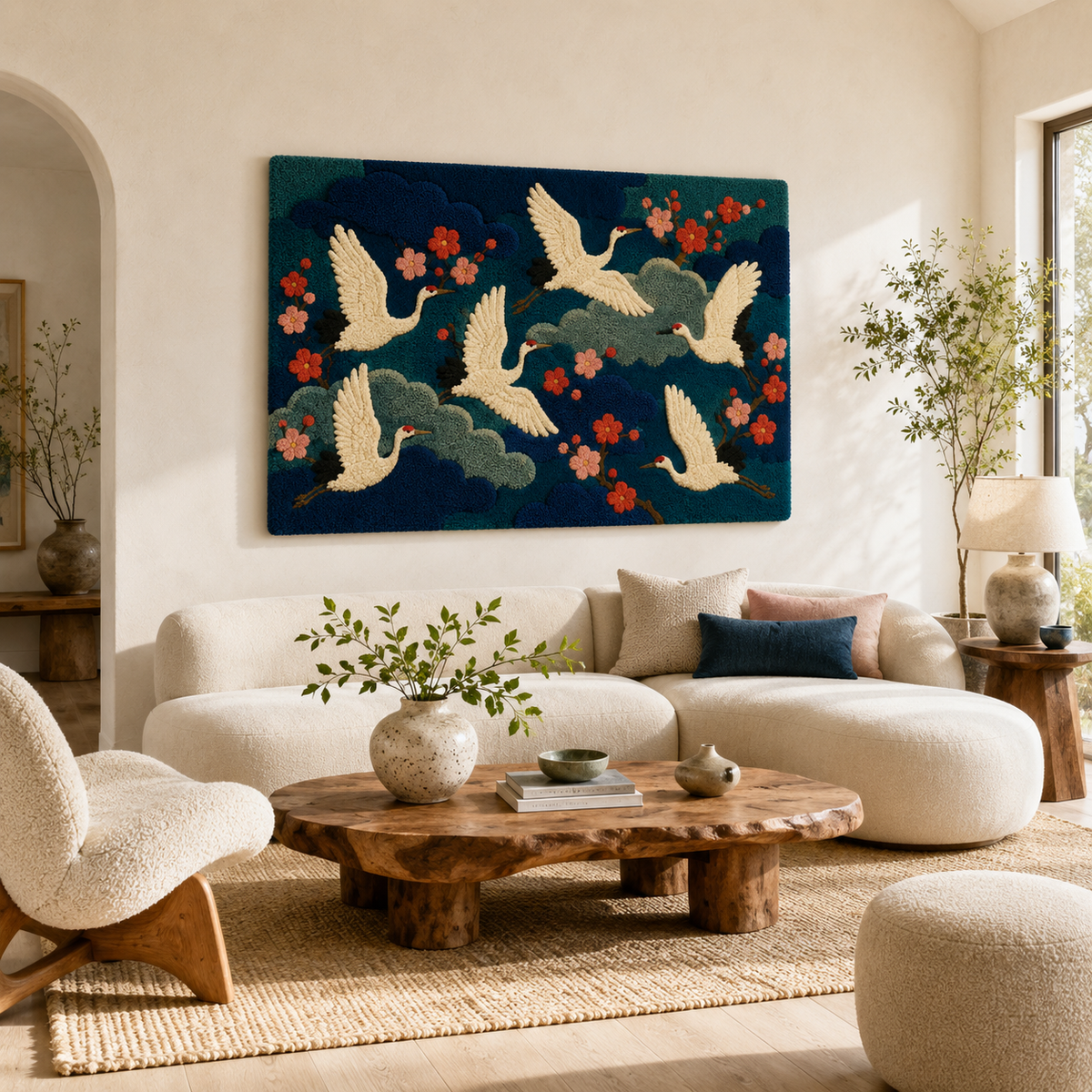 Hewn Earth Cinder Iris wall art featuring abstract floral design in earthy tones, suitable for modern home decor.