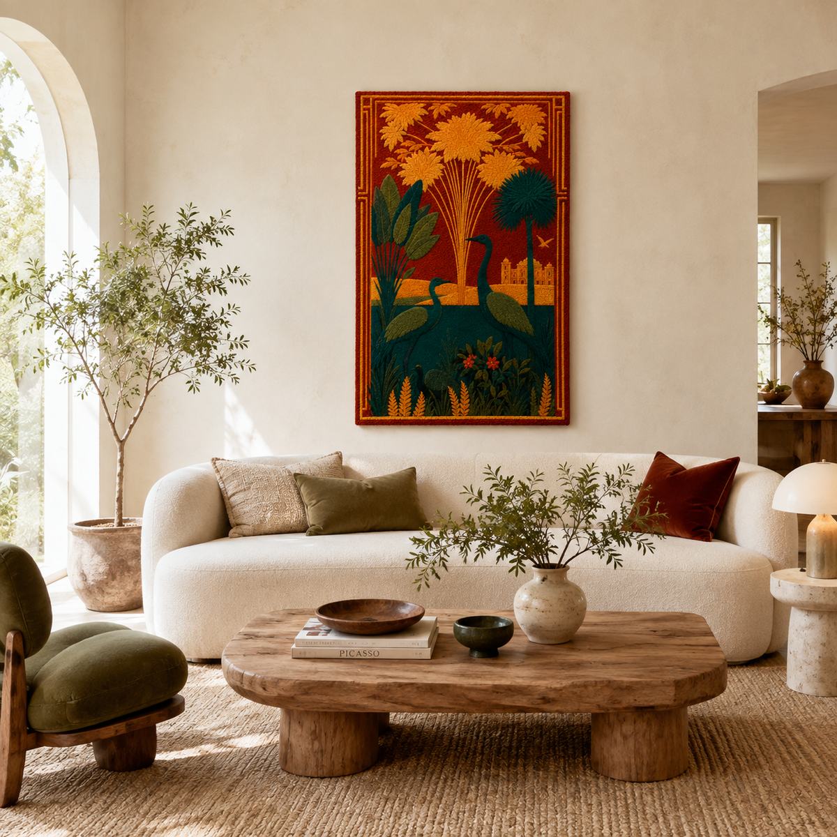 Close-up of Hewn Earth Luminous Reverie wall art, showcasing textured, luminous design with earthy tones and intricate details.