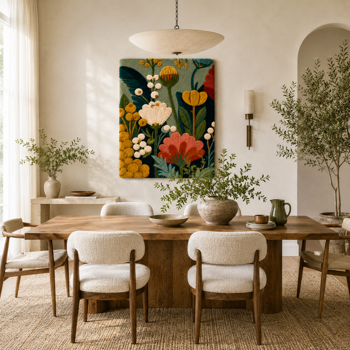 Hewn Earth Ember Oasis wall art featuring vibrant, abstract earthy tones on a textured canvas for modern interior decor.