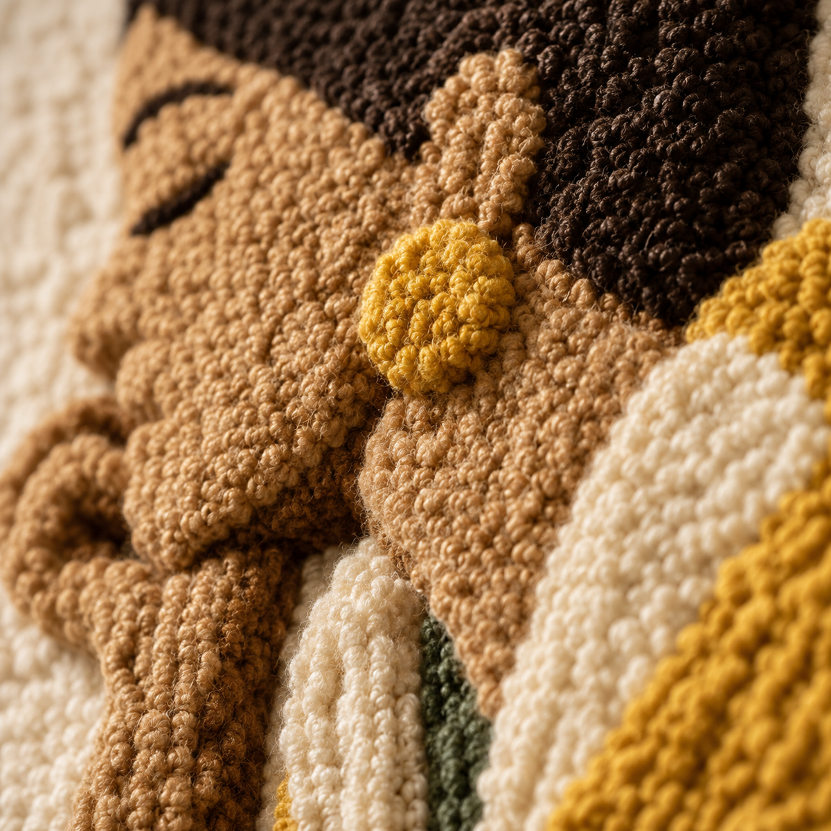 Close-up of Hewn Earth Ember Meadow wall art featuring earthy tones and textured botanical design.