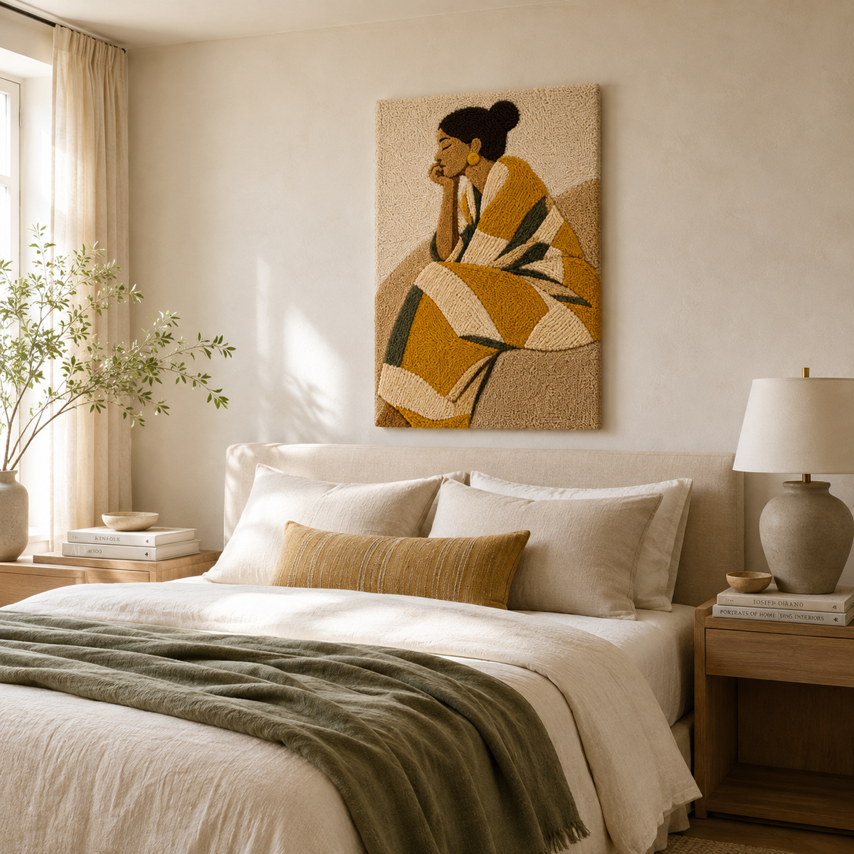 Hewn Earth Ember Meadow wall art featuring earthy tones and abstract floral design, ideal for modern home decor.