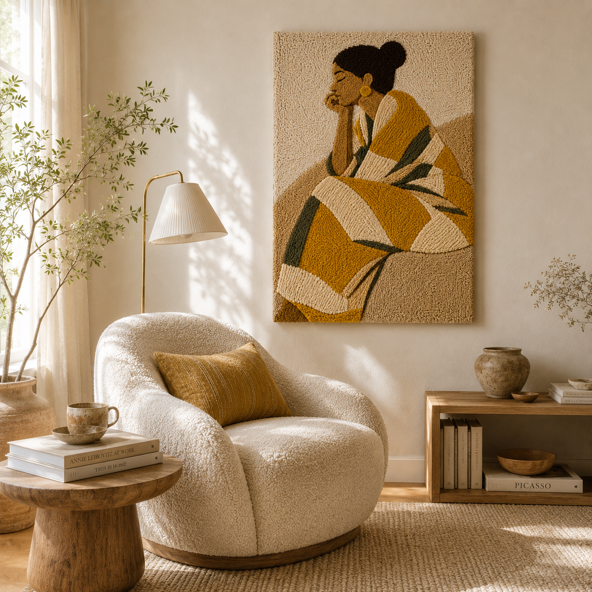 Hewn Earth Ember Meadow wall art displaying vibrant, colorful abstract design on a canvas or framed print.