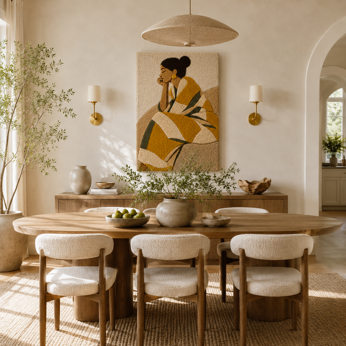 Hewn Earth Ember Meadow wall art featuring a vibrant, nature-inspired design with warm earthy tones on a textured background.