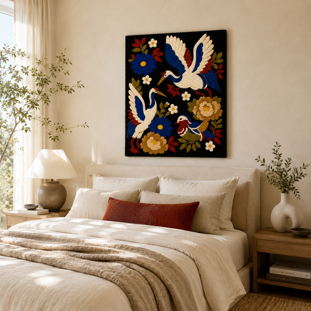 Gilded tapestry wall art by Hewn Earth featuring intricate gold accents and textured fabric for elegant home decor.