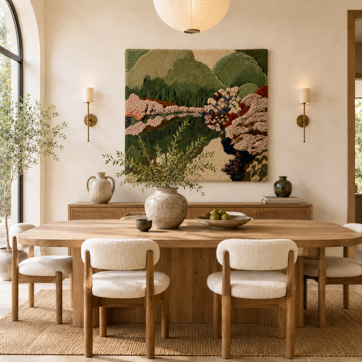 Luminous Cairn wall art by Hewn Earth featuring a glowing, abstract stone arrangement on a neutral background.