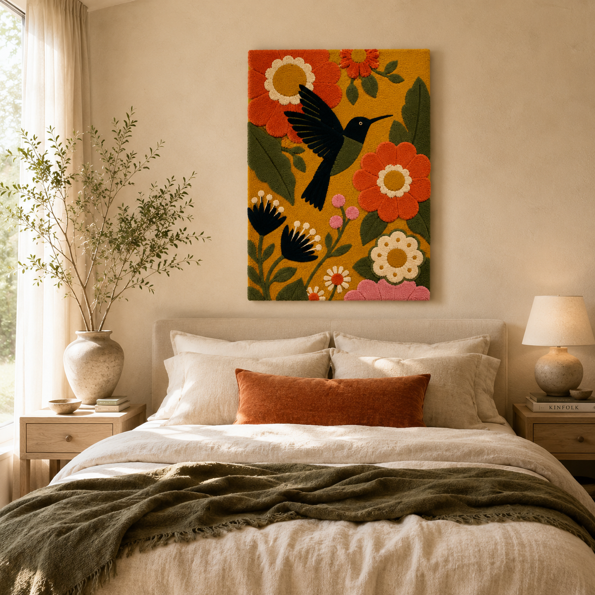 Hewn Earth Afterglow Juniper wall art featuring detailed botanical illustration in earthy tones on a neutral background