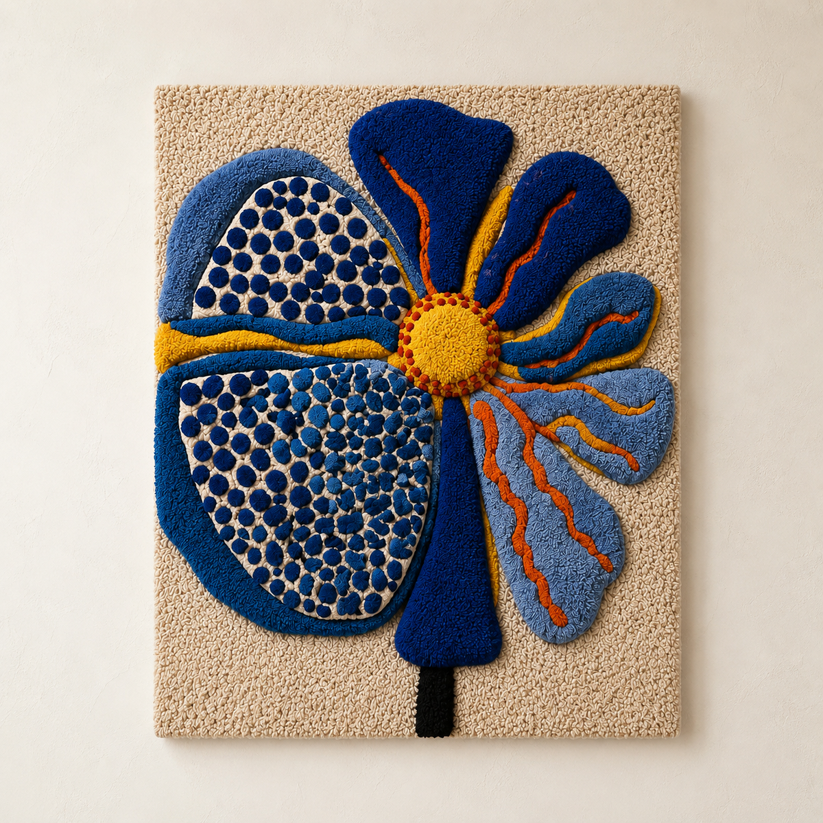 Hewn Earth Ember Xanadu wall art featuring vibrant, abstract design on textured surface suitable for modern interior decor